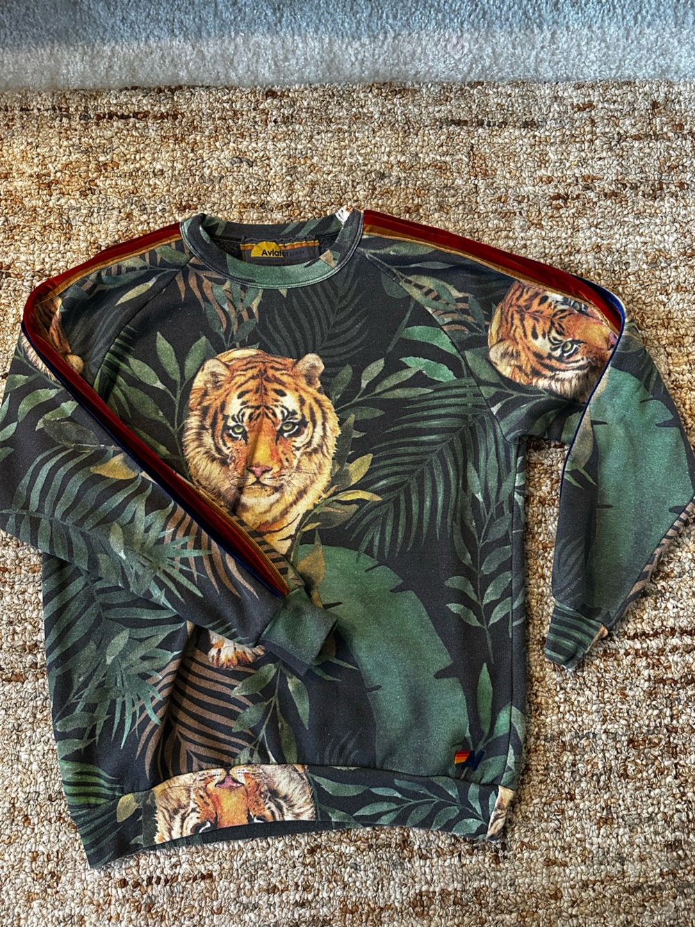 Rare Aviator Nation Green Tiger Leaf Jungle Print Top